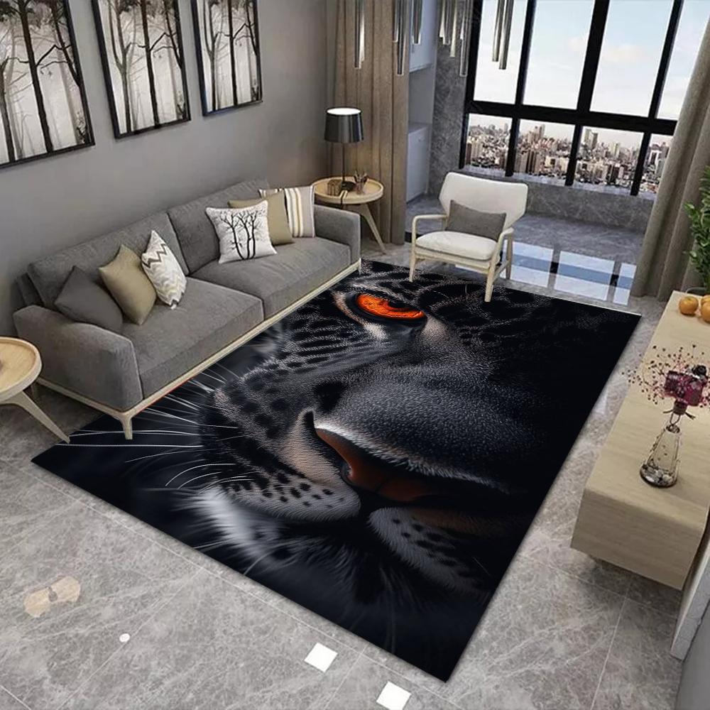 Animal Print Carpet Mat Anti-Slip Rubber Backing Rug Cat Tiger Koi Fish 3D Design for Nature Home Decoration Living Room