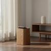 Wood Grain Trash Can Faux Waste Bin Easy To Clean Modern Office Garbage for Living Room,