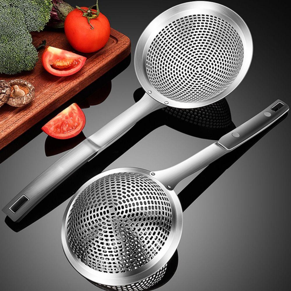 Stainless Steel Kitchen Draining Scoop Reusable Oil Colander Spoon Hot Pot Colander  Pasta Drainage