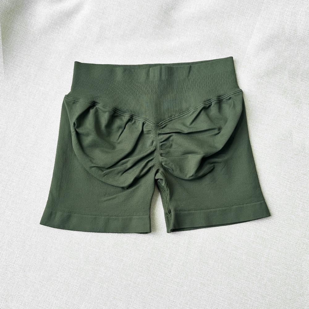 DFYNE Candy Color Raffung Nahtlose Yoga-Shorts - Dreiteiliger Bund, Enge Passform