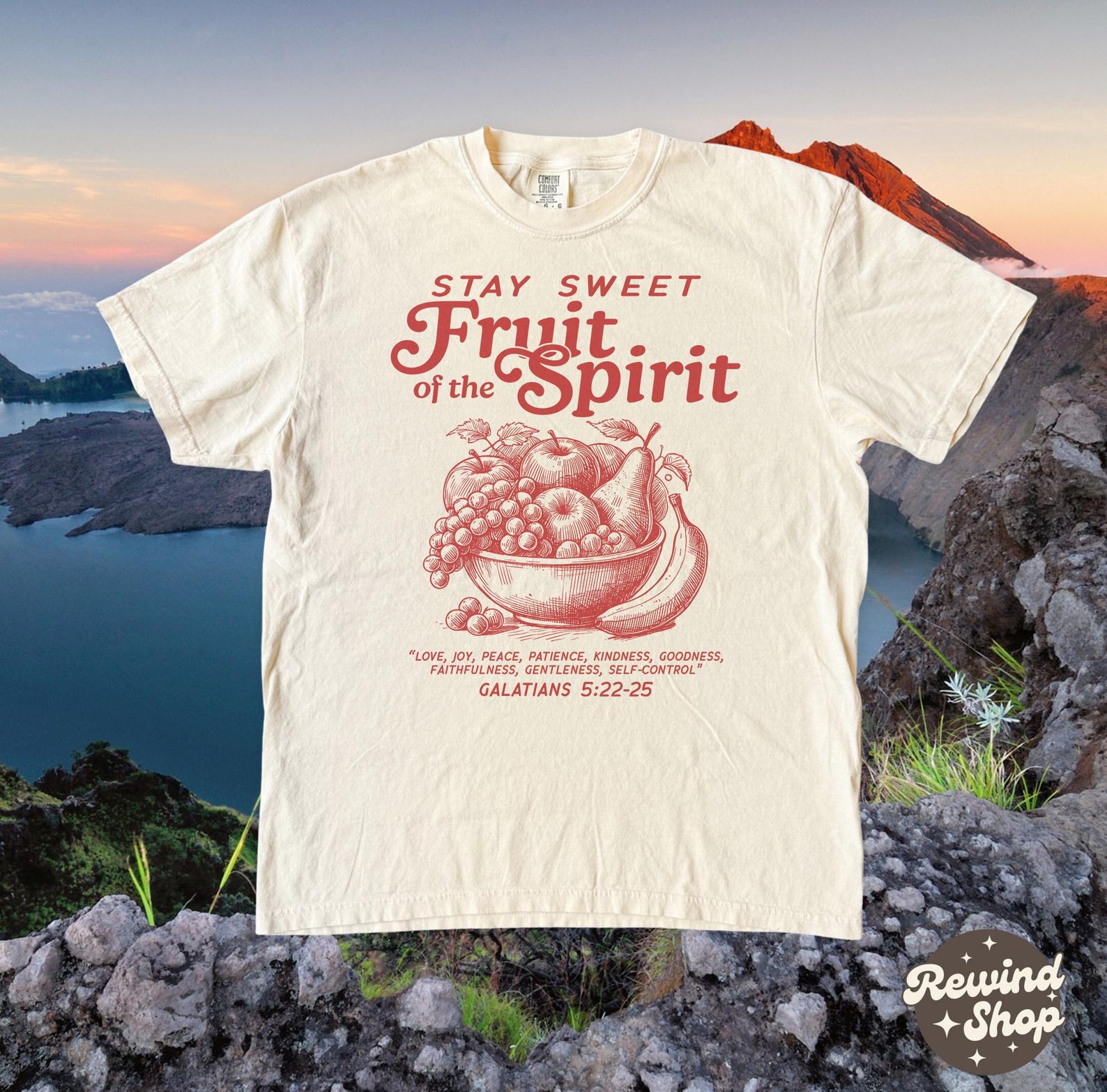Fruit of the Spirit Christian Gift - Christian Comfort Colors T-shirt - Bible Verse Shirts S