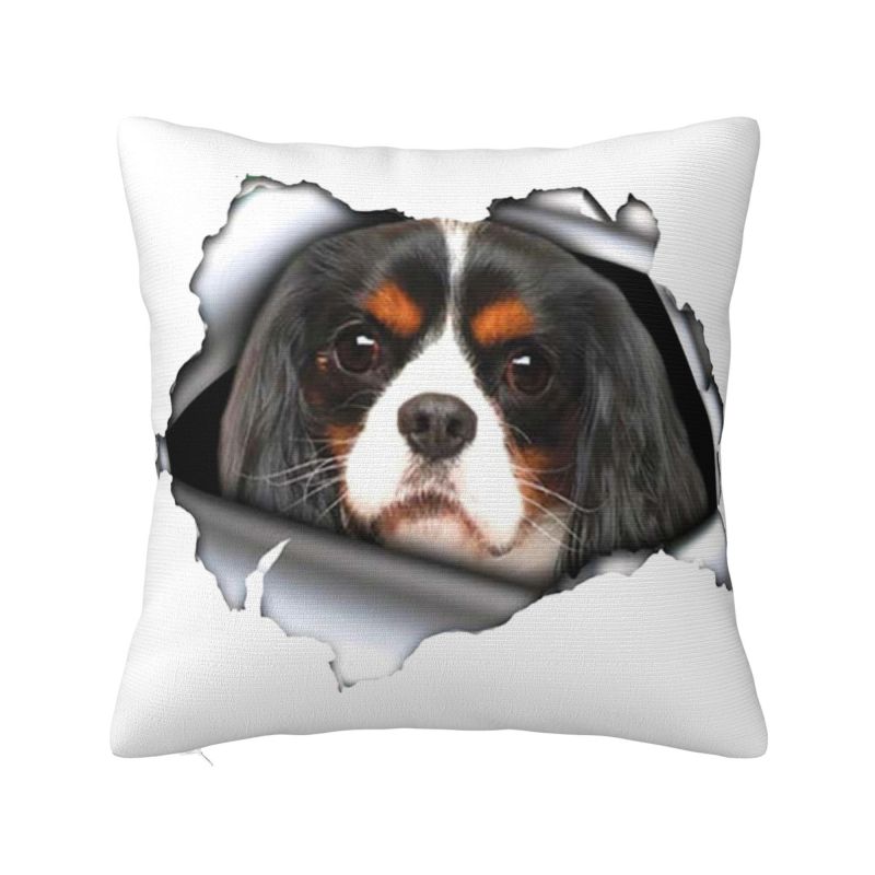 Custom Modern Cavalier King Charles Spaniel Cushion Cover for Sofa Velvet Cartoon Dog Pillow Case Bedroom Decoration