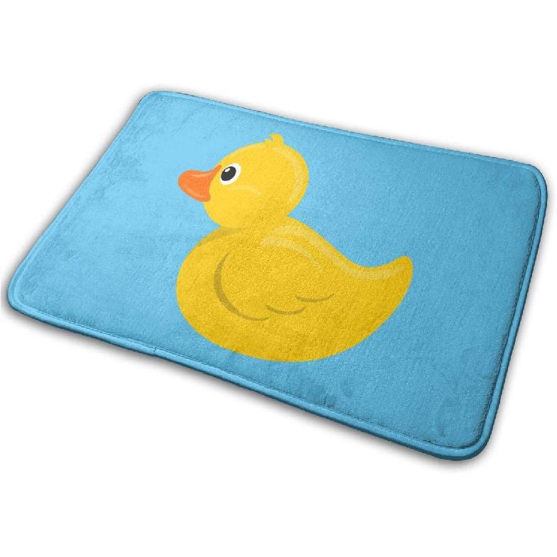 Yellow Rubber Duck Blue Water Bath Mat Non Slip Absorbent Super Cozy Velvet Bathroom Rug Carpet Bath Rugs