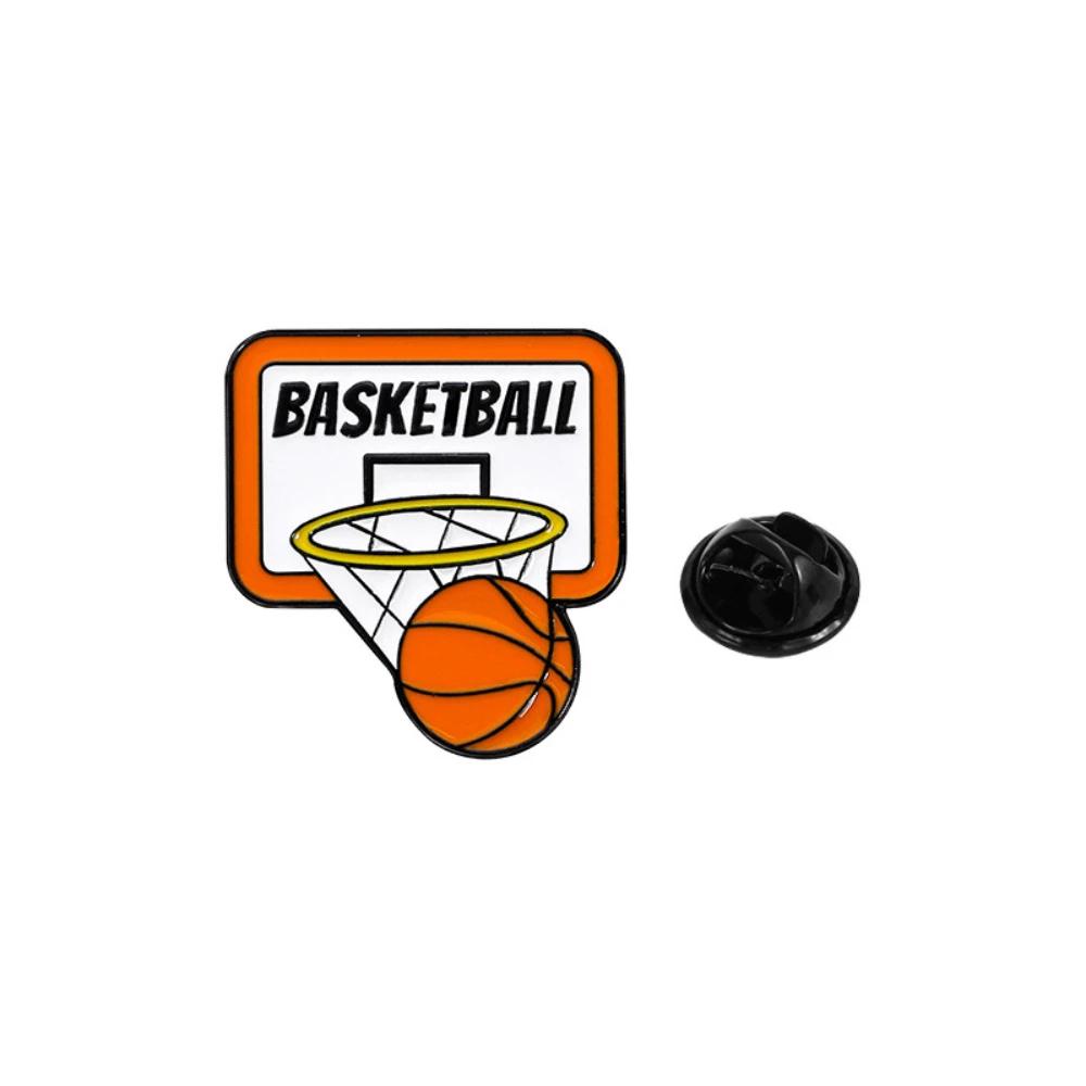 1pc Creative Basketball Enamel Brooch Flame Game Time MVP Crown Basketball Sport Metal Badge Punk Clothing Lapel Pins Jewelry