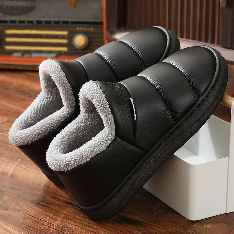 Ankunft wasserdichte Damen PU Leder Schneestiefel warmes kurzes Plüsch Stiefelette weibliche Winterschuhe Frau große Übergröße 41 45