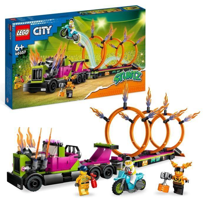 LEGO® City Stuntz 60357 Le Défi de Cascade : les Cercles de Feu, Jouet Moto avec Camion