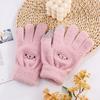 Smile Face Printing Gloves Mobile Phone Touchscreen Knitted Gloves Women Winter Thick Warm Adult Soft Mink Fluffy Gloves