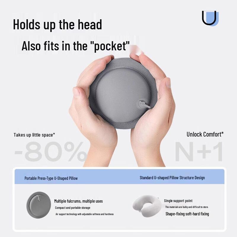 Kasisc Inflatable Double Hump U-shaped Neck Pillow