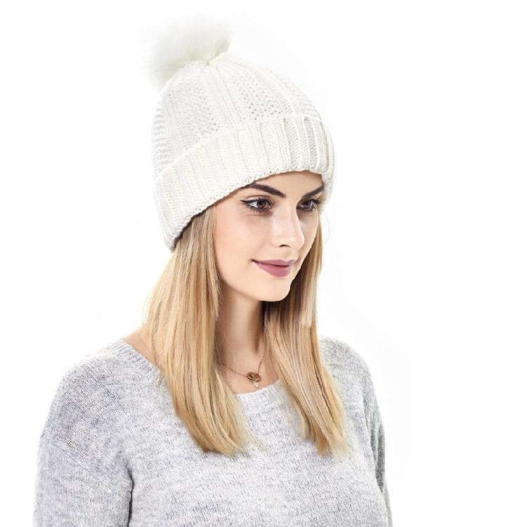 Fashion Solid Color Knitted Hat Pompom Thick Casual Simple Fall Winter All-match