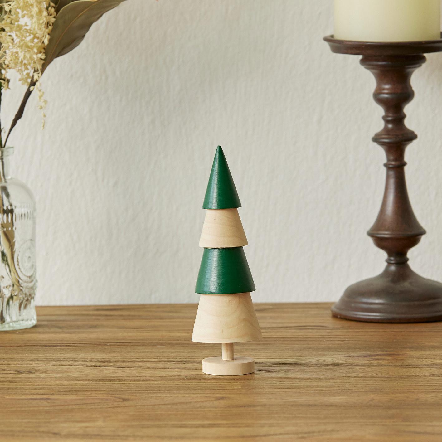 Mini Wooden Christmas Tree Desktop Ornament - Festive Home Décor