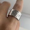 925 Silver Rings For Women Men Wide Vintage Letters Open Ring For Birthday Party Gift