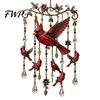 Three-dimensional Bird Carving Graceful Wind Chimes, Chimes for Outside, Metal Water Drop Crystal Pendant Hanging Suncatchers with Pendants