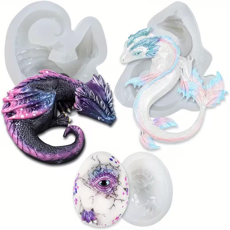 Sleepy Dragon Dinosaur Sea Creature Egg Silicone Mold for Resin Crafts DIY Epoxy Resin Molds for Home Decoration