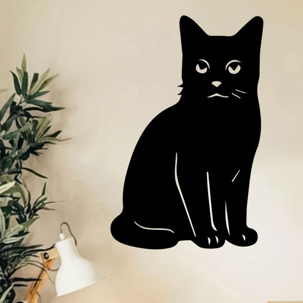 Black metal cat wall decor for home and garden, Halloween gift