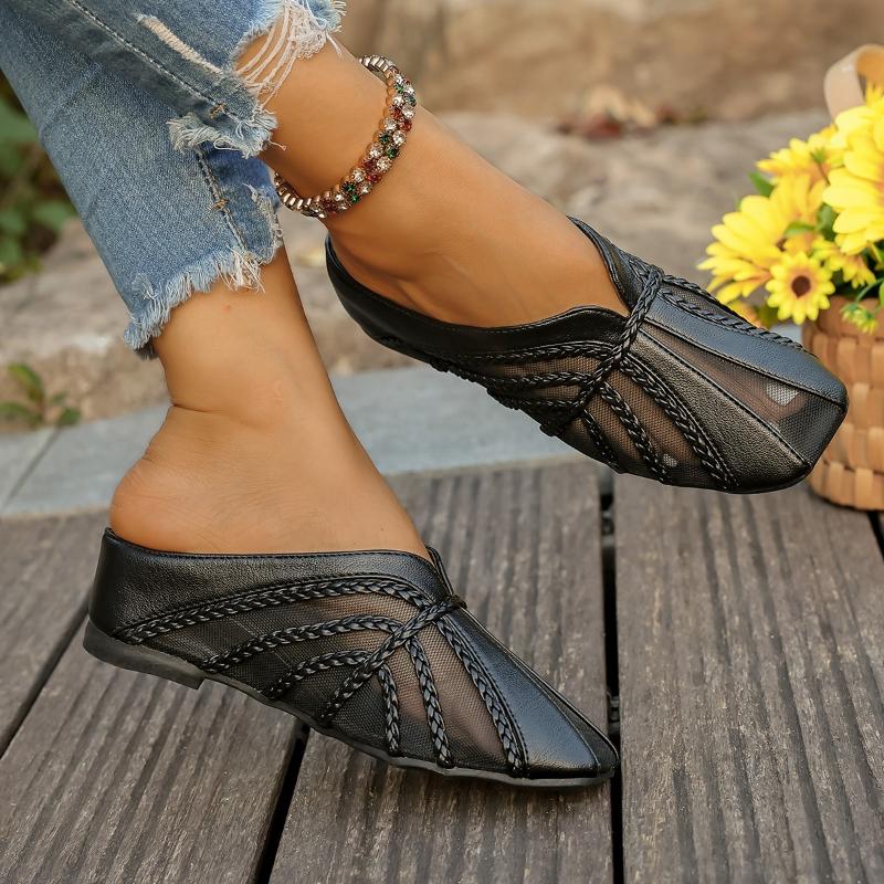 

Мода 2025 Сетчатые дышащие сандалии на танкетке Женские на толстой подошве Нескользящие шлепанцы с закрытым носком Женские летние легкие удобные шлепанцы с квадратным носком 35 чёрный