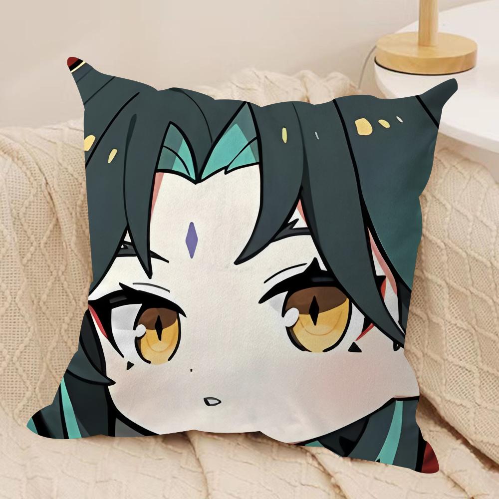 

Xiao cute Genshin Impact Cushion Cover Silky Short Plush Invisible Zipper Dustproof Sofa Pillow Case for Home Decor 30x30cm