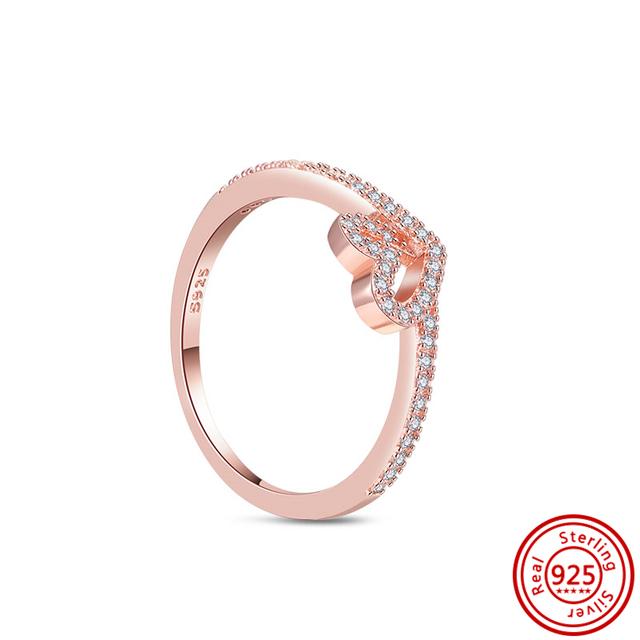 Authentic 100% 925 Sterling Silver Princess Regal Crown Heart Sparkling Zircon Luxury Circle Rings Women Wedding Jewelry