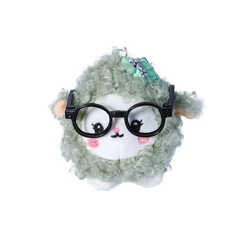 New Short Velvet Sheep Keychain Doll With Glasses Portable Sheep Keychain Soft Bag Pendant Backpack Accessories 1Pc