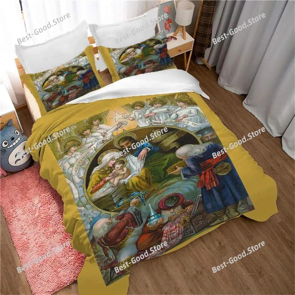 3D Jesus Duvet Cover Christian Sacred Jesus Bedding Set Comforter Cover Suitable For Christian Jesus Bedding God Bless You 032