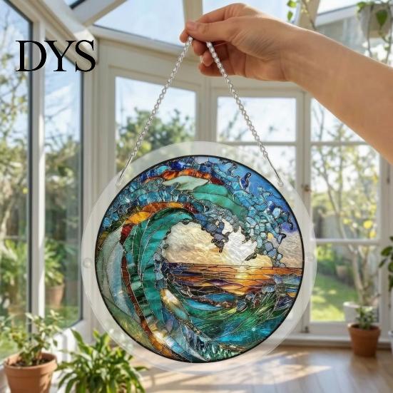 Stained Glass Puzzle Round Acrylic Suncatcher Puzzle, UV Printed Window Hanging Decor Educational Game 7.48 Inch DIY Craft Light Catcher Ornament for