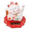ABS Solar Waving Cat Ornament White Solar Feng Shui Cat Figurine  Office Desk Decorative Figurine