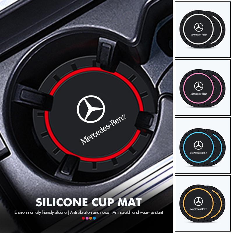 D4Car Coaster Non-Slip Water Cup Holder Anti-dust Mat Accessorie For Benz CLK GLC W212 C200 C300 W203 W204 W205 W169 W176 GLC