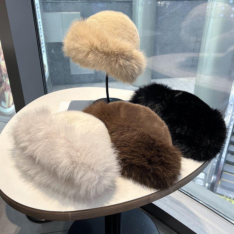 Fur Hat Women Warm Snow Ski Cap Female Faux Fox Fur Thick Warm Winter Hat Lady Windproof Hat Ear Warmer Bonnet