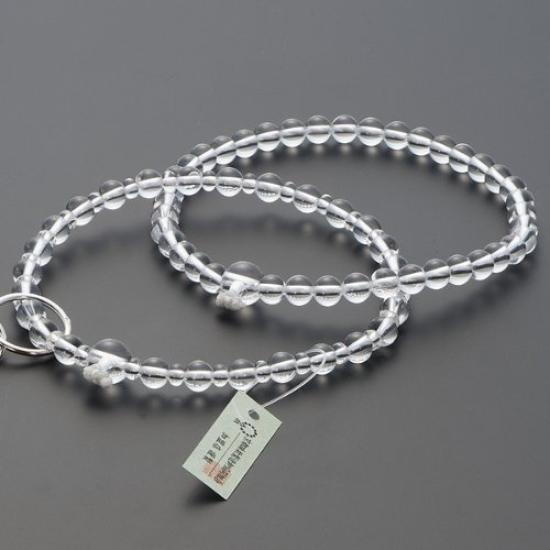 Buddhist Altar Shop Takita Shoten Buddhist Prayer Beads, Jodo Sect Formal Prayer Beads [Women's], Genuine Crystal, Rokuman Jodo, 8-inch, Silk, Flower
