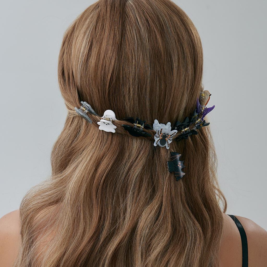 Creative Halloween Bat Pumpkin Spider Small Scratch Clip, Funny Personality Ghost Black Cat Bangs Clip