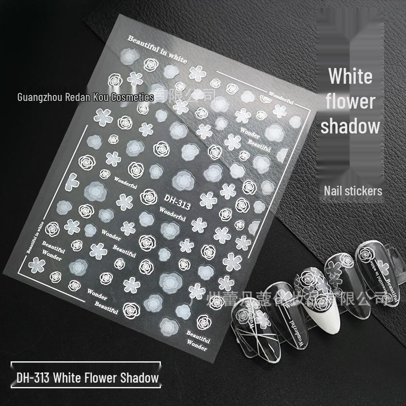 Semi-Transparent 3D Fairy Flower Nail Stickers with Adhesive Backing