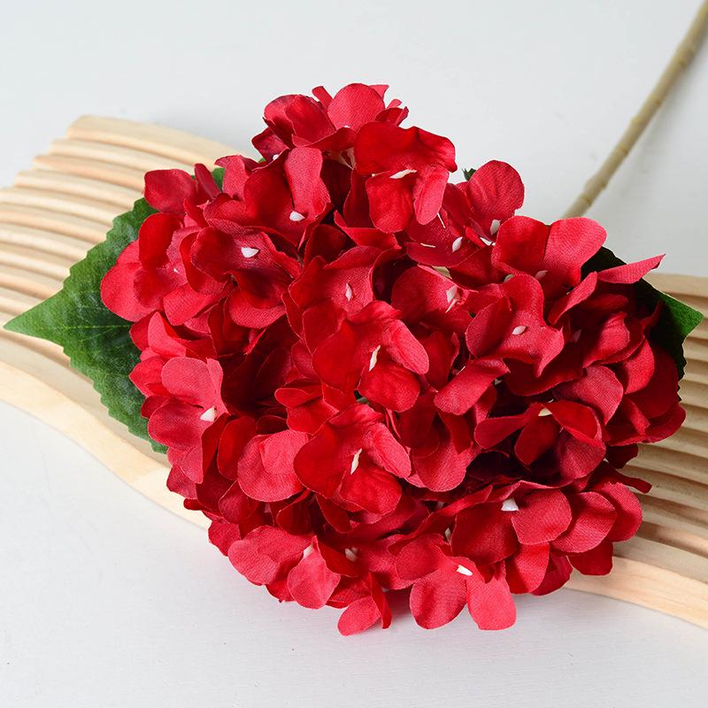Artificial Hydrangea Single Stem with Leaves - Fake Flower for Wedding, Home, and Photography Decor