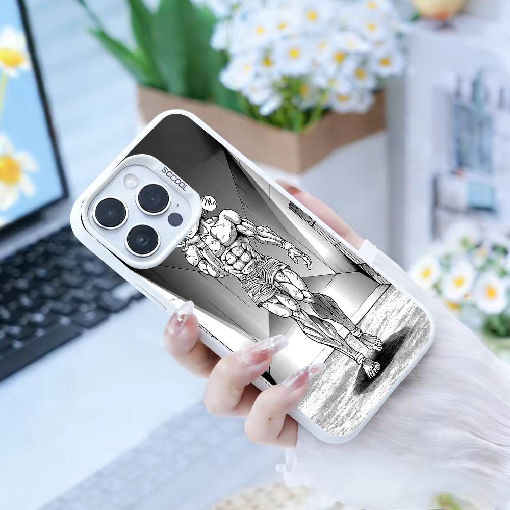 Anime Baki H-Hanmas Phone Case For iPhone 16,15,14,13,12,17,Pro,MAX white Matte Shockproof Cover