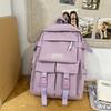 Solid Color Schoolbag Women's Large Capacity Travel Backpack Student Backpack