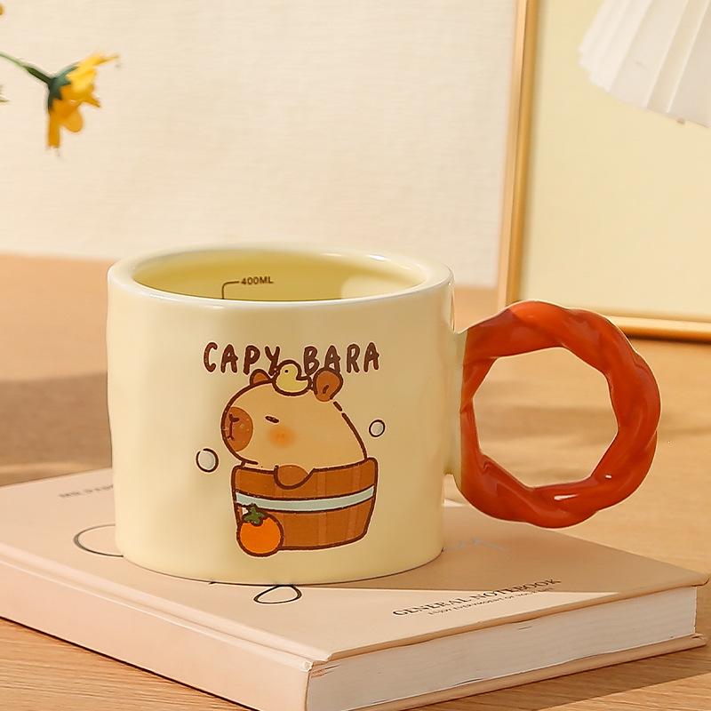 

Kapibala Cup Ceramic Mug with Lid Household Breakfast Cup High Value Water Cup Opening Event Souvenir 301-400ml