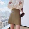 Plus Size High Waist Black Faux Leather A-line Mini Skirt for Women - Hip-Hugging Slim Fit for Spring and Autumn