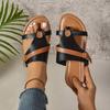 36-43 New Large Size Color Matching Toe Flat Bottom Slippers Women's Outer Wear Rivets Light Beach Sandals