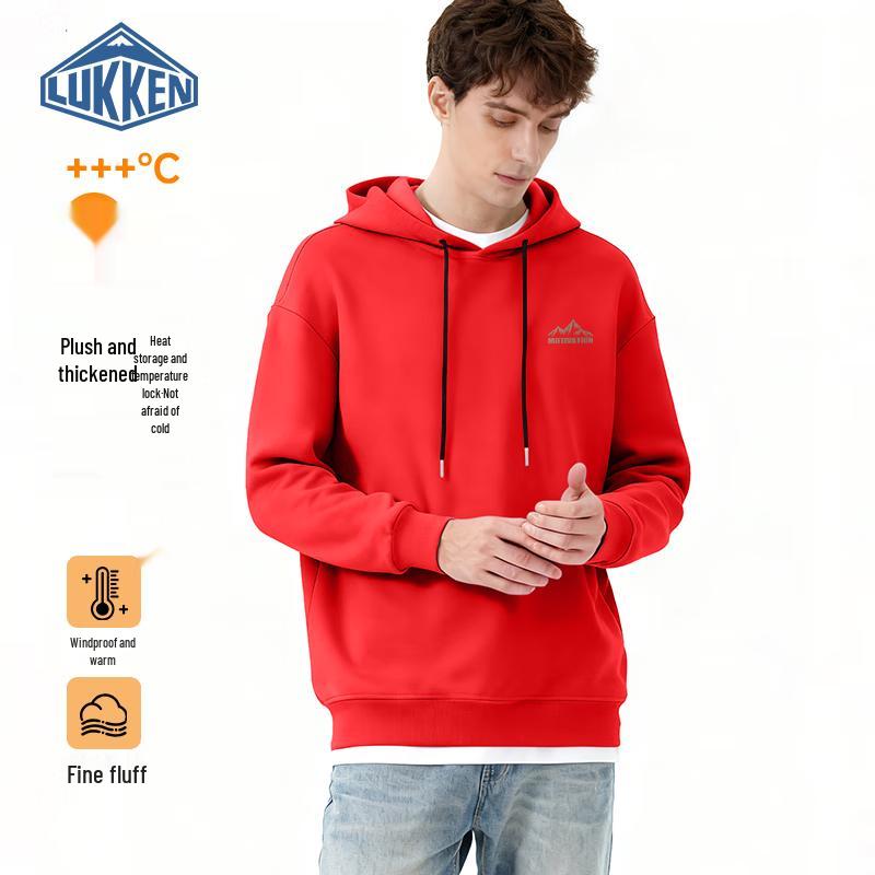 LUKKEN Men's Fleece-Lined Hooded Pullover with Mountain Ridge Graphic