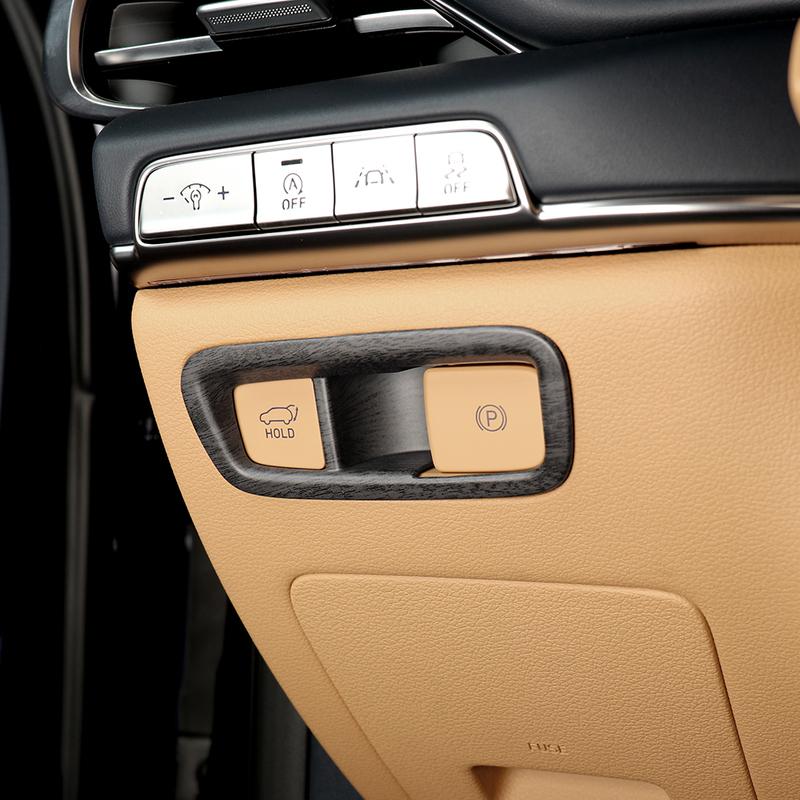 For Genesis GV80 2025 2026 Car Tuning Carbon Fiber Auto Electronic Brake Button Control Panel Set Cover Trim Accessories LHD