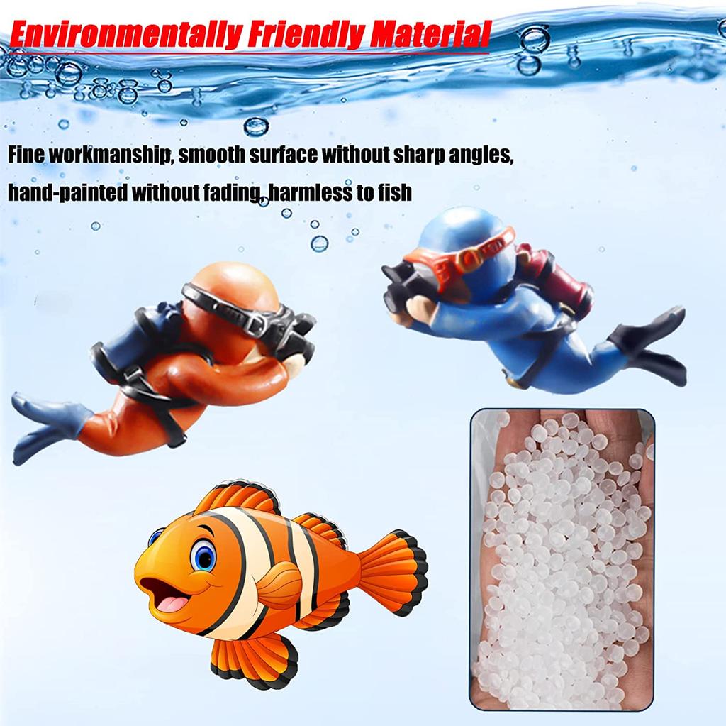 2pcs Cute Floating Diver Ornament Adjustable Position Fish Playmate For Aquarium Fish Tank Swimming Pool