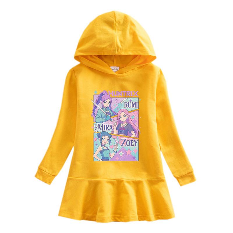 Mehrfarbiges Mädchen Kpop Rumi Zoey Mira Hunters Bedrucktes Kapuzenkleid