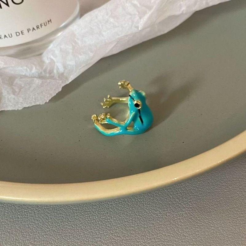 Cross-Border Unique Green Quirky Frog Ring Niche Design Cute European and American Style Fashion Ring Adjustable Opening
