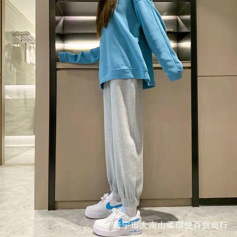 Women's Pure Cotton Plush Harem Sweatpants - Loose Cuffs, Slimming, Autumn/Winter 2024.