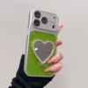 Glitter Heart Mirror Stand Case for iPhone 13/14/15/16/17 Pro Max