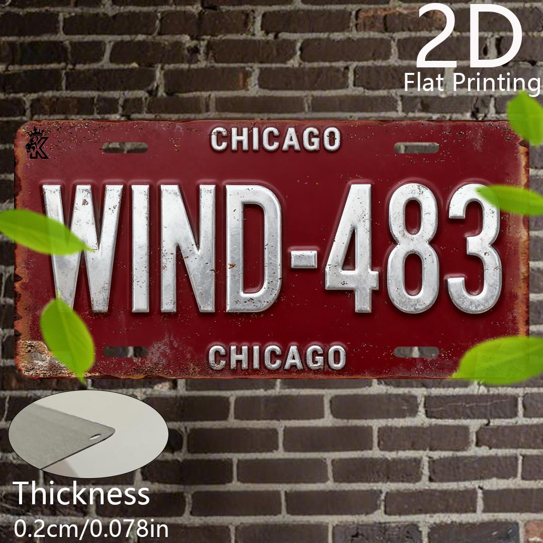 

D Flat pc Vintage Chicago Metal Sign Retro Aluminum Wall Decor with Wind Number cm x cm Industrial Style Me 15x30cm(5.9x7.8inch)