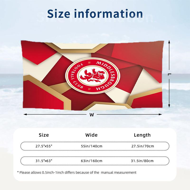 Middlesbrough FC print Quick Dry Beach Towel Microfiber Absorbent Portable Travel Swimming Towel