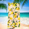 Fresh Lemon Floral Beach Towel - Super Absorbent Quick Dry Microfiber With Blue Print Soft Sand Free Blanket For Summer Picnic
