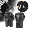 One Pair PU Leather Children Boxing Gloves Kids Sandbag Punching Sparring Training Mitts(Black)