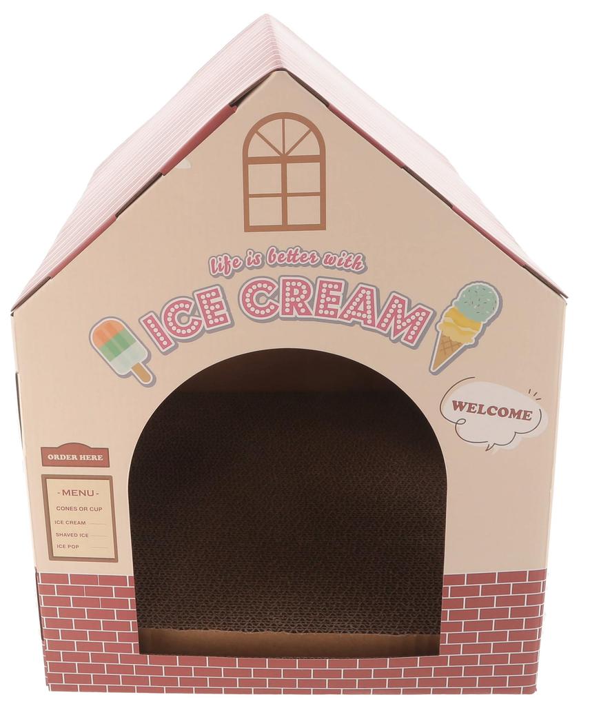 Fuji Boeki Cute Cat Scratching Post, Cardboard House, 37cm Wide X 30cm Deep X 38cm High, Weight Capacity, Product Number 49194