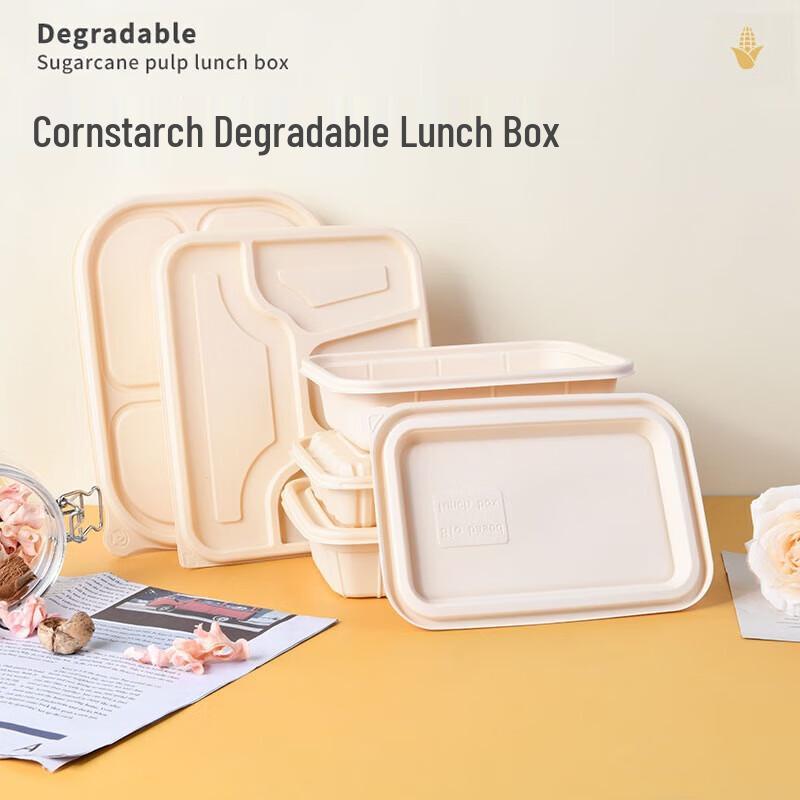 Biodegradable 5-Compartment Takeout Boxes with Lids