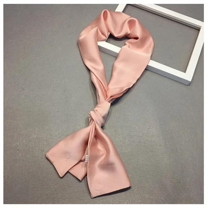 Fashion Neckerchief Women Headband Hair Scarf Silk Satin Bag Scarves Female 145*15cm Long Wraps Black Red Pink Scarfs For Ladies